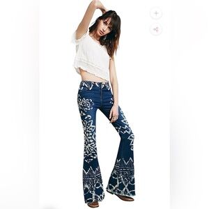 Free People Dominica Printed Flare Jeans (rare)